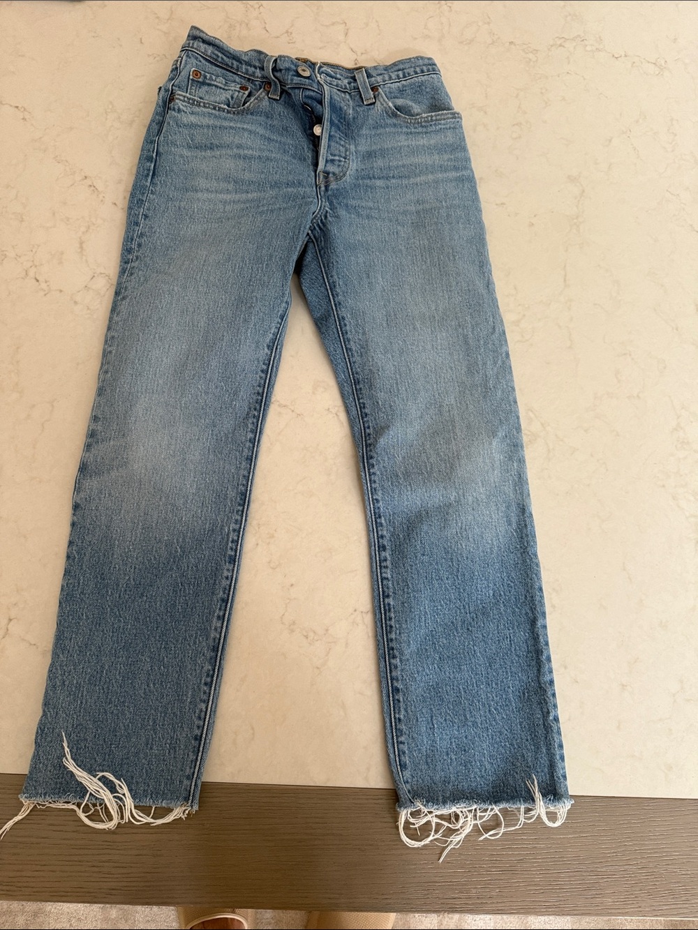 Levi's  501 Blue Jeans with Raw Hem